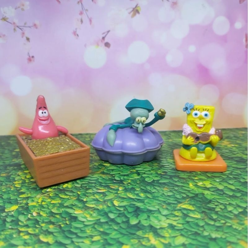 Set 3pcs patrick, squidward dan spongebob figure Preloved Viacom McD Happy Meal
