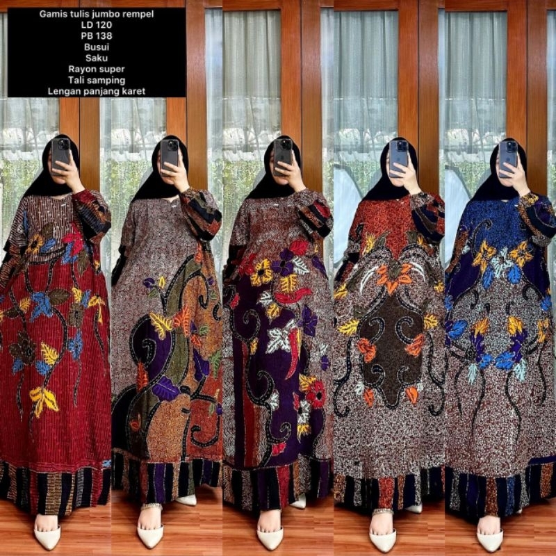 GAMIS BATIK SETORJOAN JUMBO LD120 CAP MALAMAN TERBARU 2024 KAIN RAYON PREMIUM TWILL CANDI MEKAR BAJU