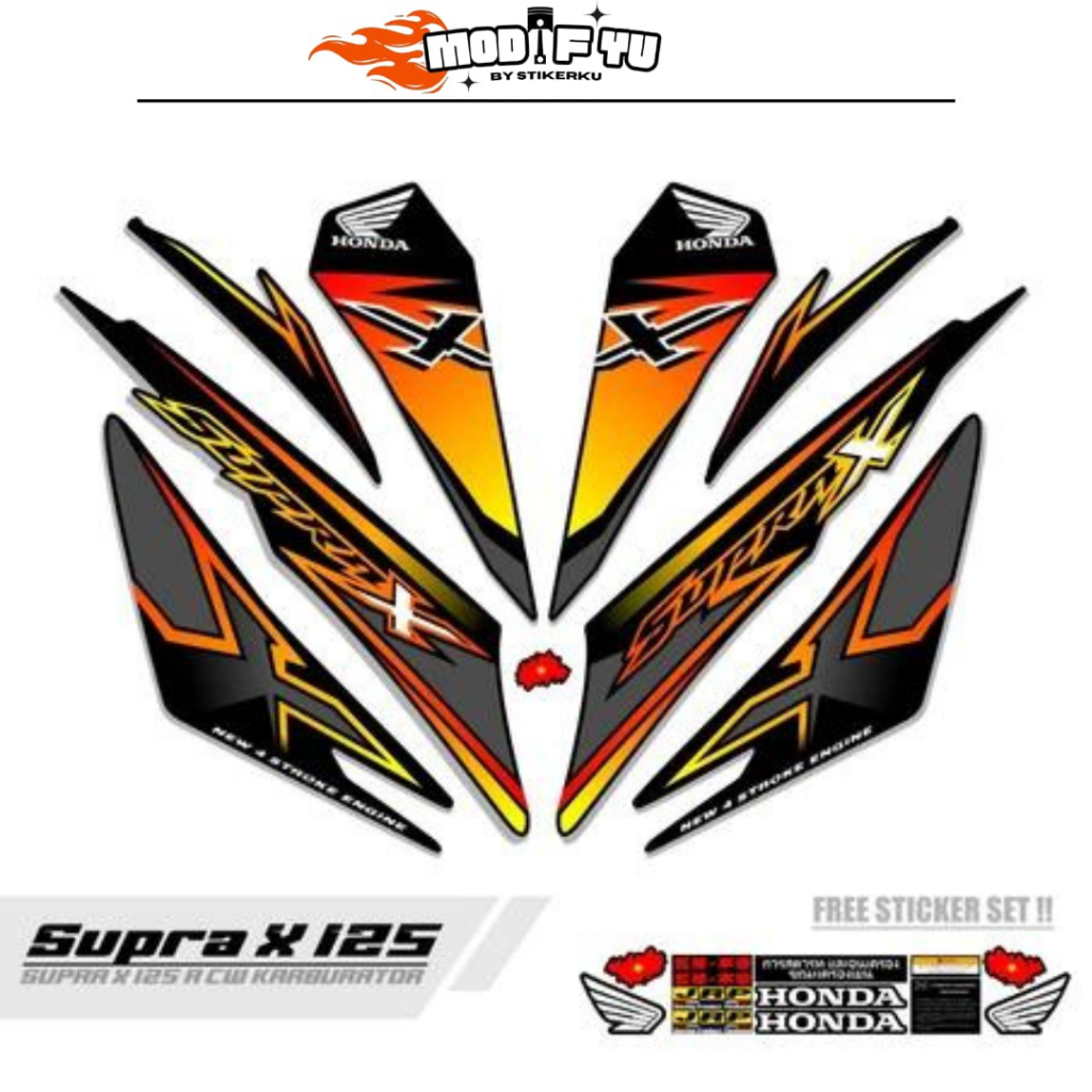 STRIPING SUPRA X 125 KARBU / MOTIF Y16/ BATMAN / 2007-2014 / STIKER SUPRA X125 R LAMA / STICKER SUPR