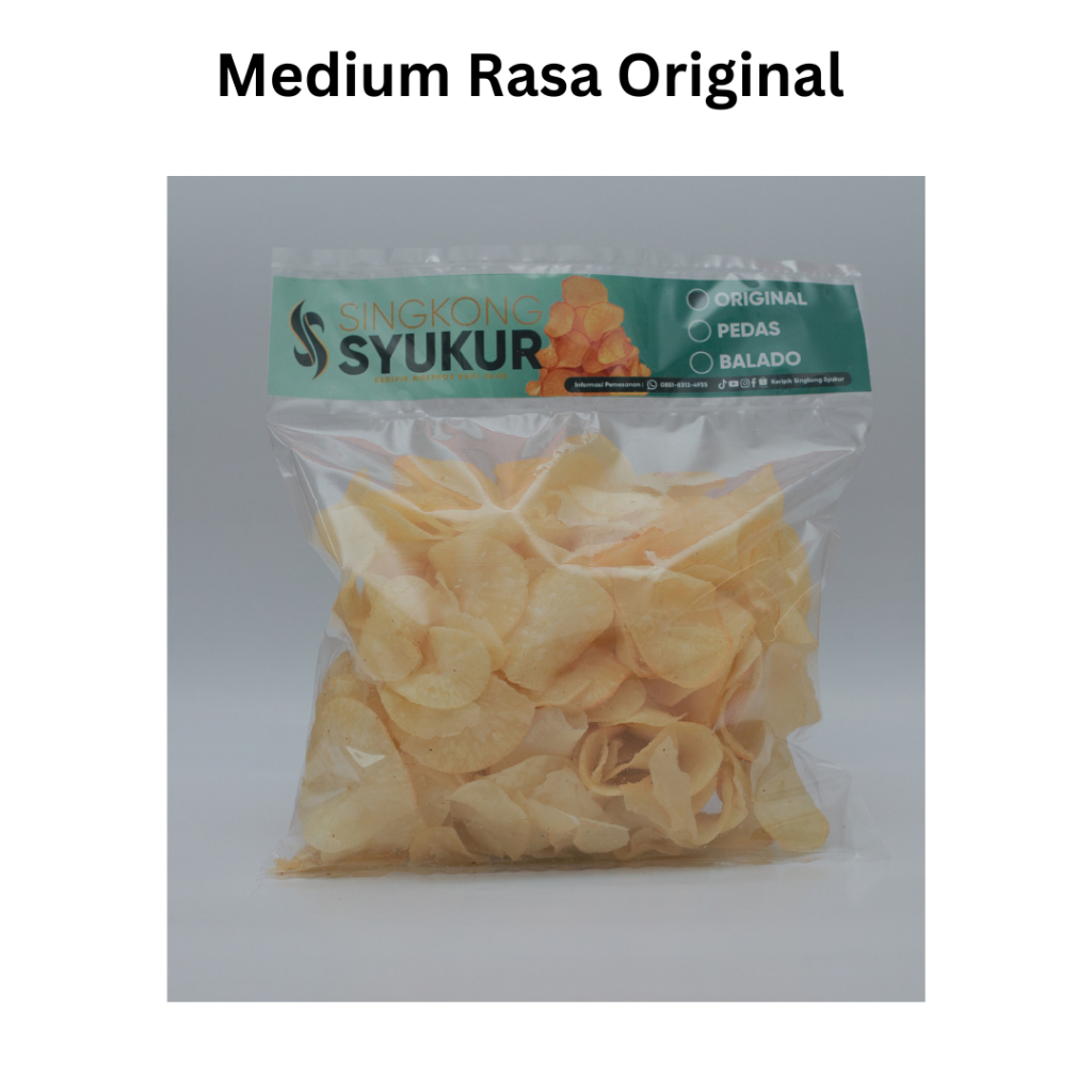 

Keripik Singkong Syukur Gurih Renyah Ukuran Medium isi 150 gram Cemilan Asli singkong Rasa Original Ngepros Bari Raos