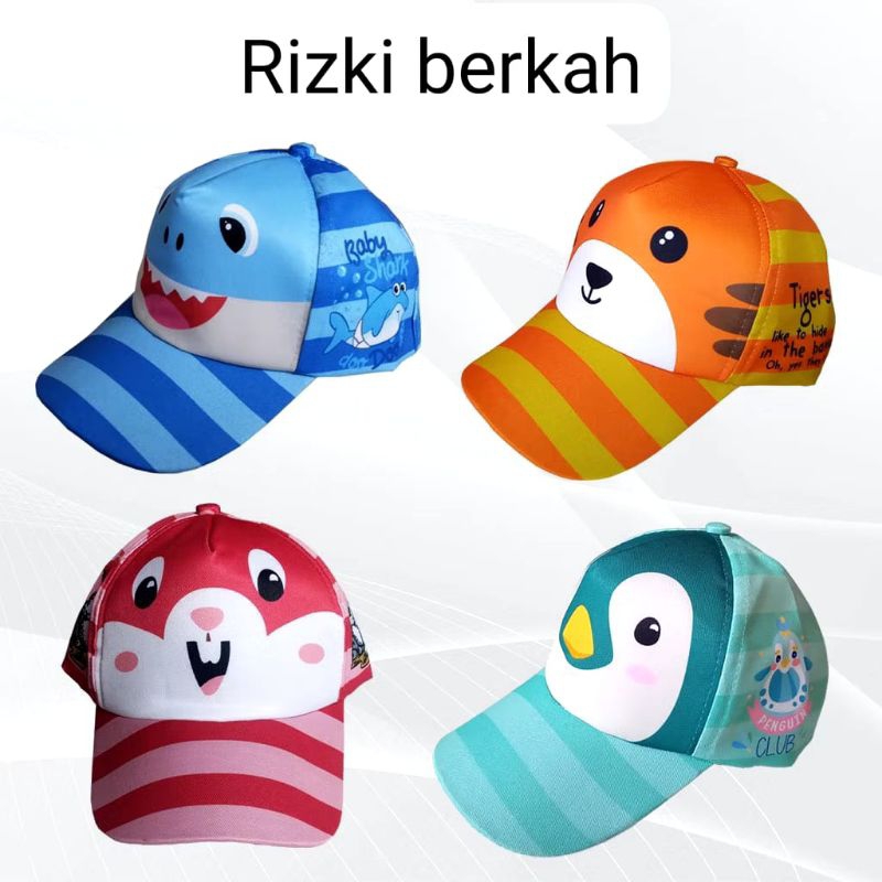 topi anak motif karakter lucu topi karakter hewan dan Spiderman