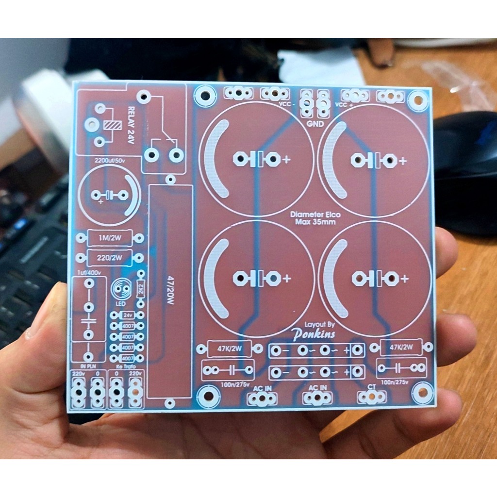 PCB PSU 4 elco + softstart fiber fr4