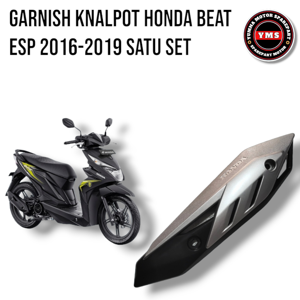 Garnish cover knalpot honda beat esp 2016-2019 set original silver