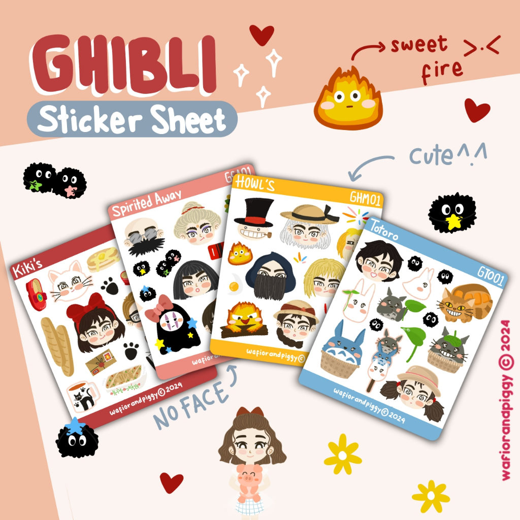 

Wafior and Piggy - Sticker Sheet Studio Ghibli Fan Art (Waterproof)