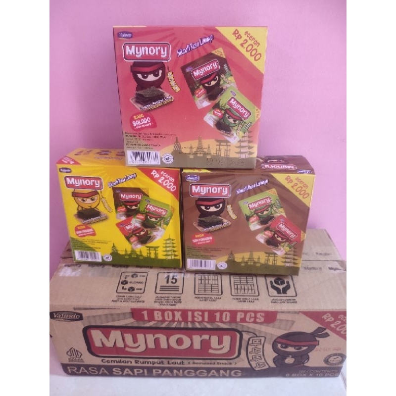 

snack rumput laut / nori / mynory kartonan isi 6 box (1 box isi 10 pcs)