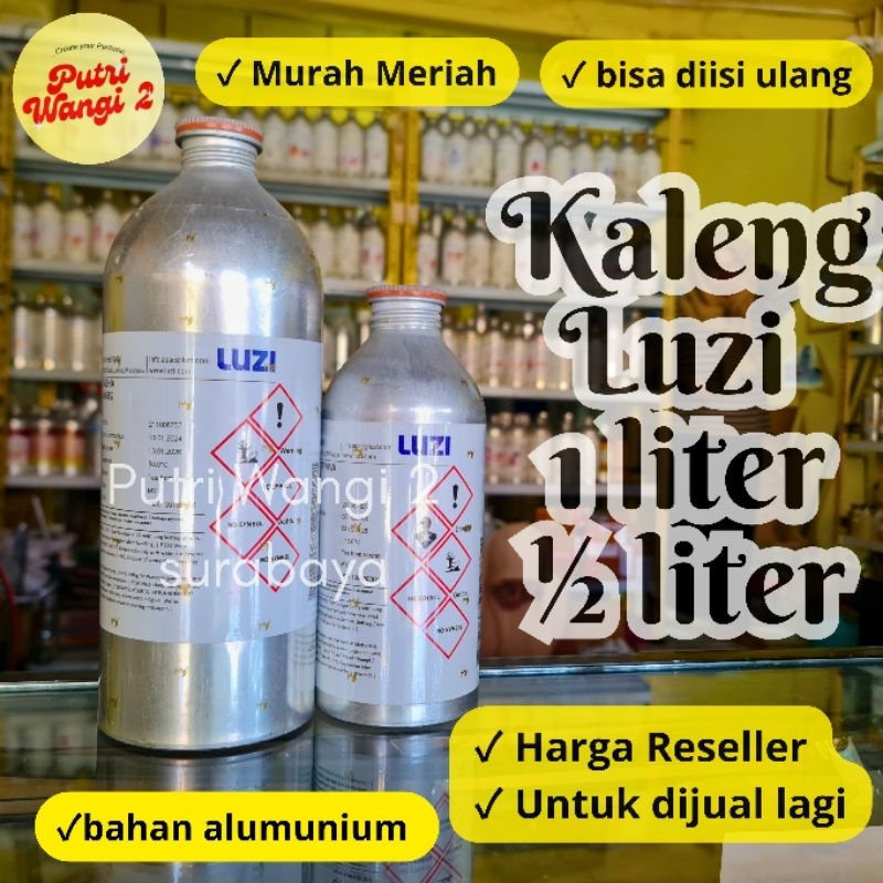 BOTOL KALENG BEKAS PARFUM LUZI kemasan 1 liter atau 500ml atau 1kg atau ½ liter