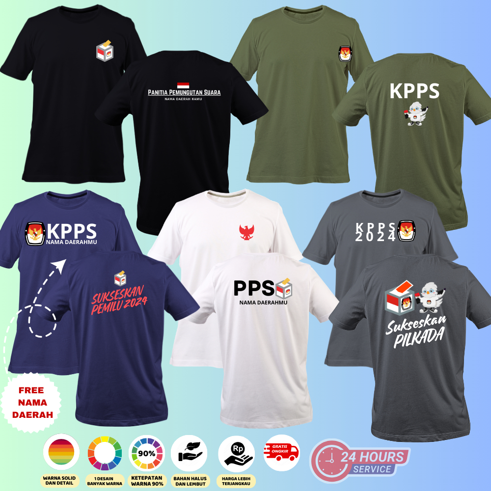 KAOS CUSTOM BAWASLU 1 SABLON DTF AWET FULL COLOUR KUALITAS DISTRO