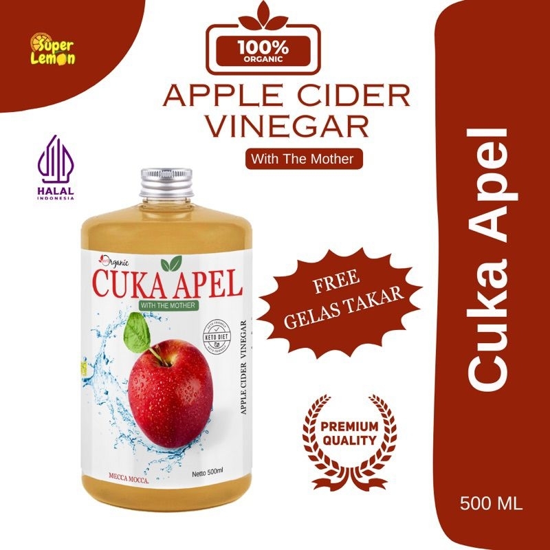 

#Cuka Apel 500ml With The Mother Pure Apple Cider Vinegar Untuk Diet 100% organic