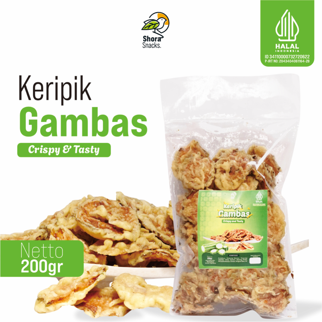 

SHORA Snack - Keripik Gambas Crispy Rasa Original Cemilan Gurih Renyah Ukuran 200 Gram