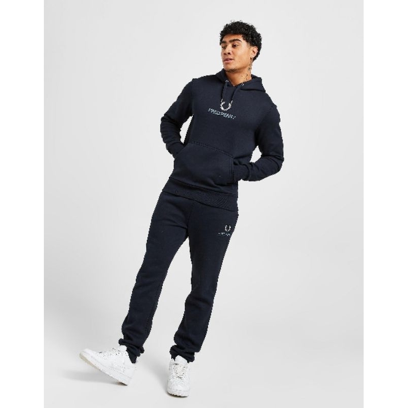 Fred Perry Global Stack Logo Hoodie Navy Original