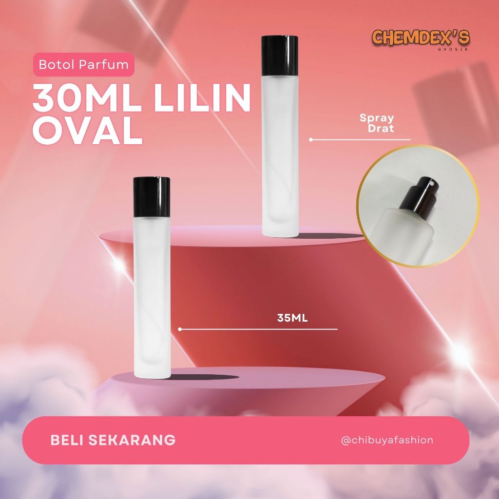 BOTOL PARFUM LILIN OVAL// 30ML// DRATTT//PERLUSIN