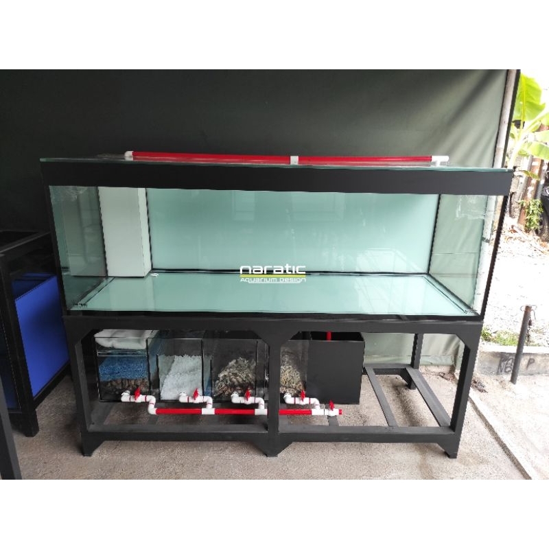 Aquarium fullset 200x70x70 12 set sump filter instalasi pipa ty