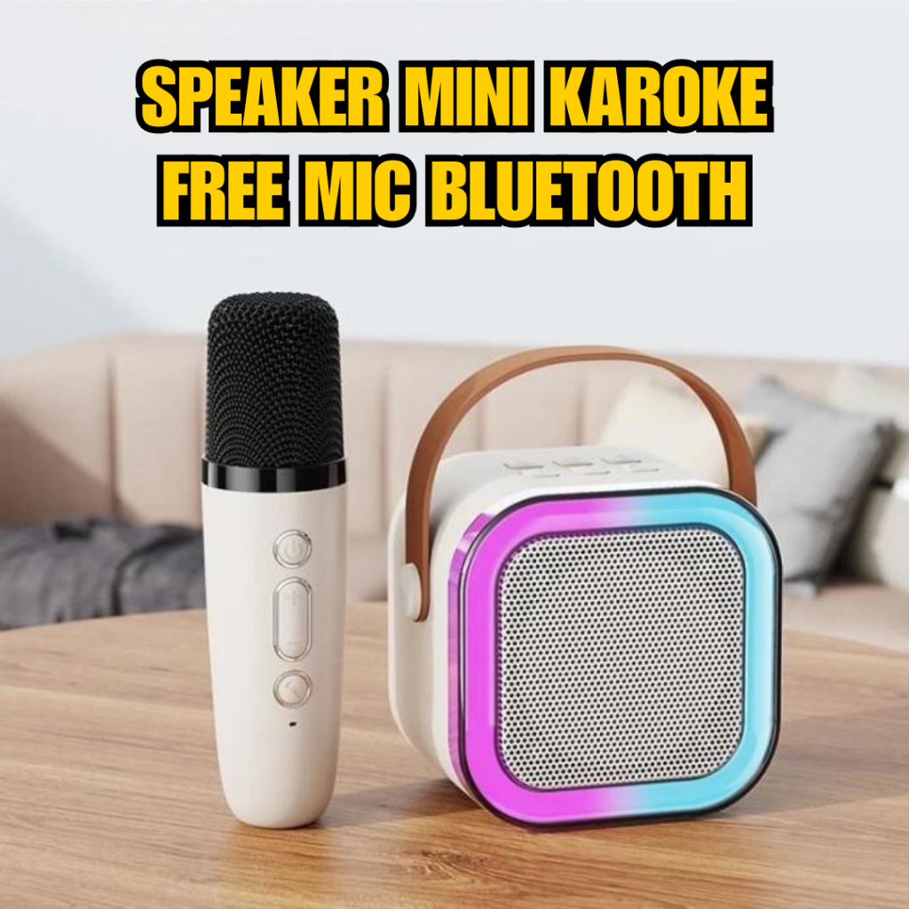 Speaker Bluetooth Karaoke Speaker Mini Portable Dengan Mic Karaoke MP3 Player Full Bass Wireless Kar