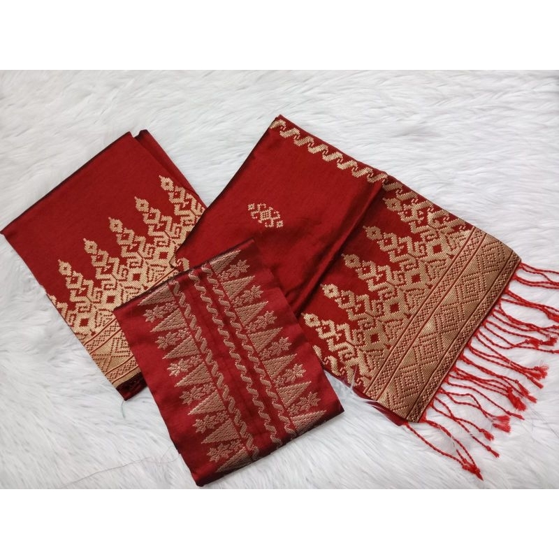 Songket silungkang couple set warna marun songket padang