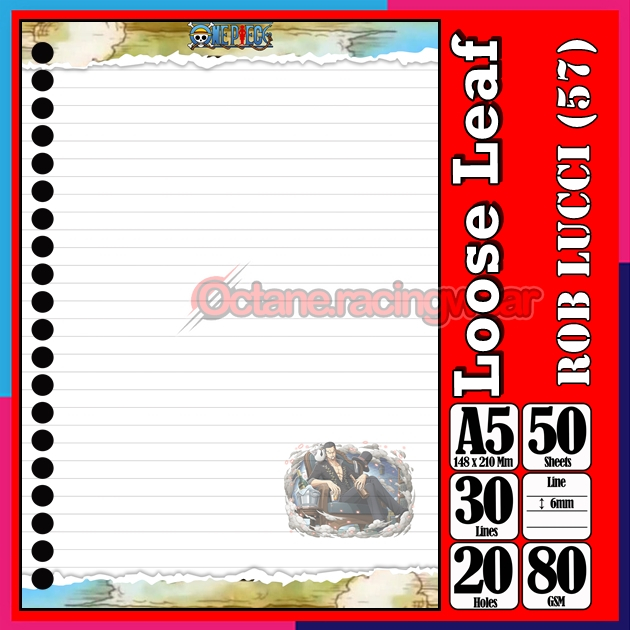 

Loose Leef Leaf A5 Isi 50 Lembar Binder Karakter Rob Luccy Lucy Roronoa Zoro Joro Anime One PieceTerbaru Polos refil Refill Vol-23