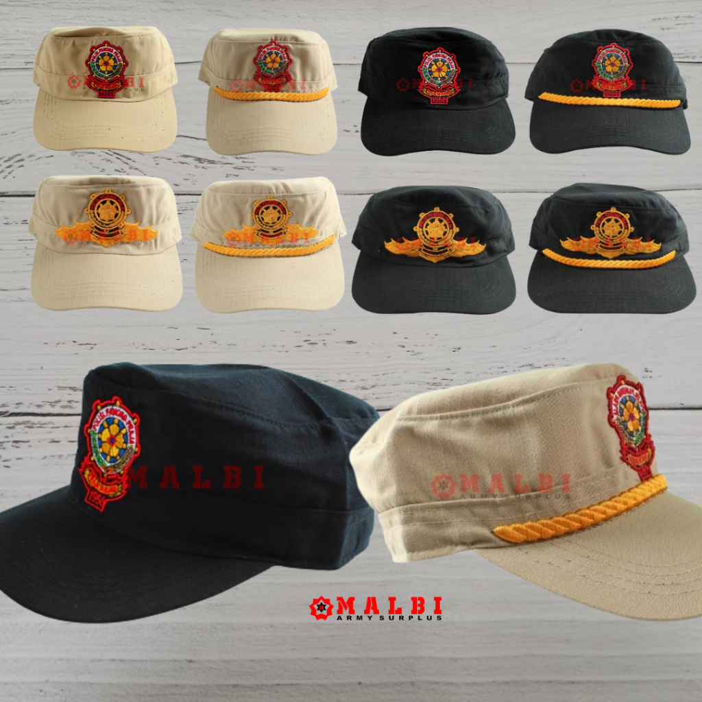 Topi Komando Satpol PP Topi Pilkep POL PP Logo Wings Cream Hijau