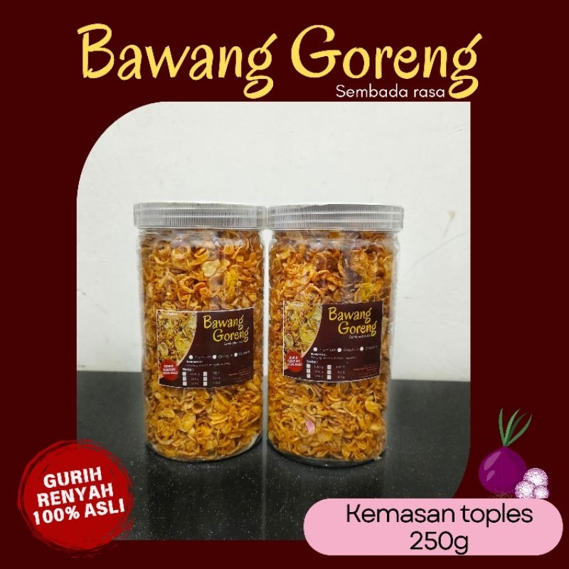 

Brambang Goreng / Bawang merah Goreng PREMIUM [ Toples 250g] bangor