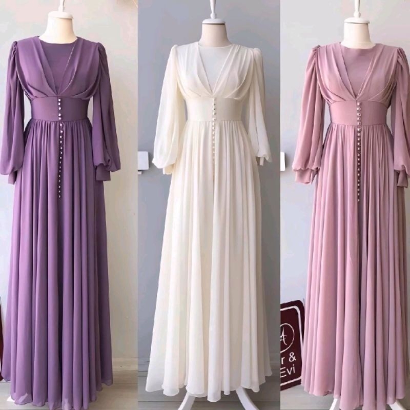 dress muslim gamis simple bahan ceruti elegant