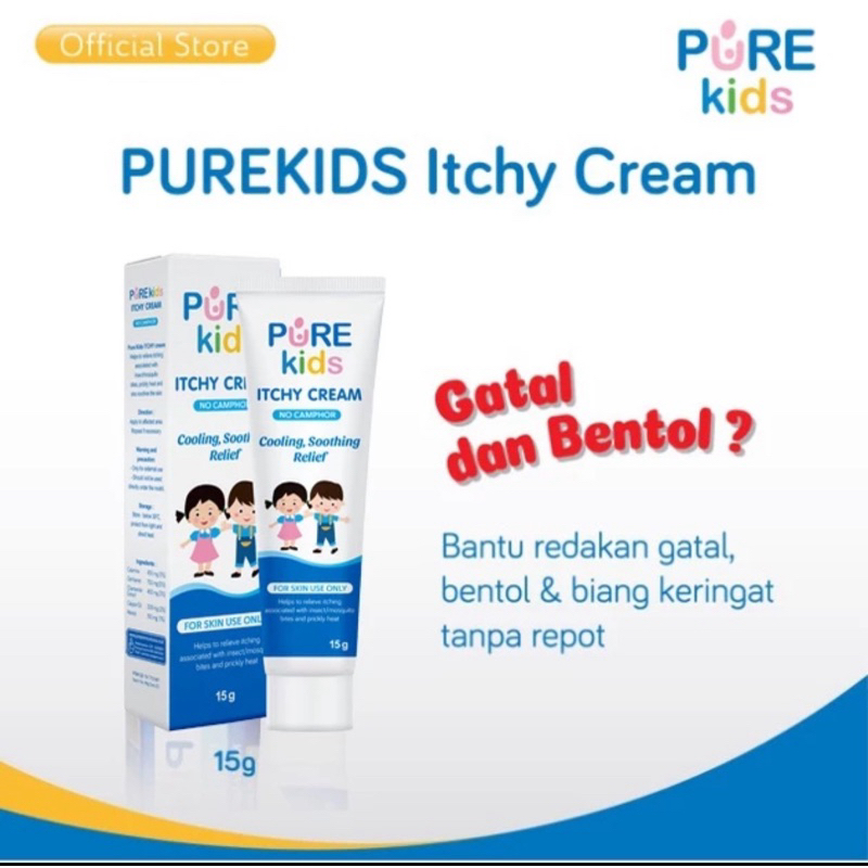 PUREKIDS Itchy Cream 15 gr (krim untuk GATAL) Pereda Gatal Bentol Gigitan Serangga Biang Keringat  B