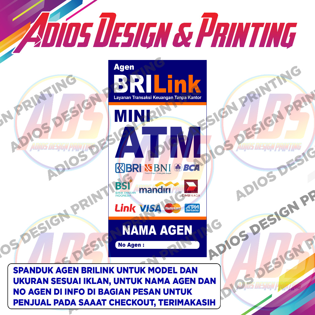 Banner / Spanduk Agen BRILink Custom Nama Toko