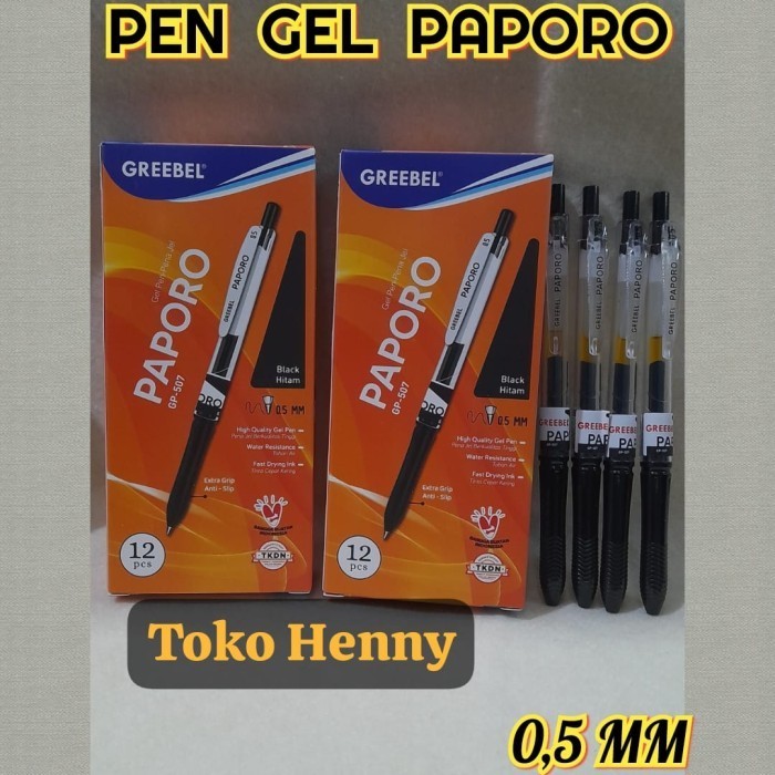 

PEN GEL PAPORO GP-507 dari GREEBEL ..... 0,5 mm .... TINTA : HITAM.....