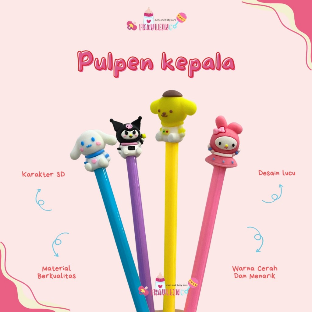 

PULPEN KEPALA KUROMI MELODI SANRIO / UNICORN / BTS / Pulpen GEL Kuromi