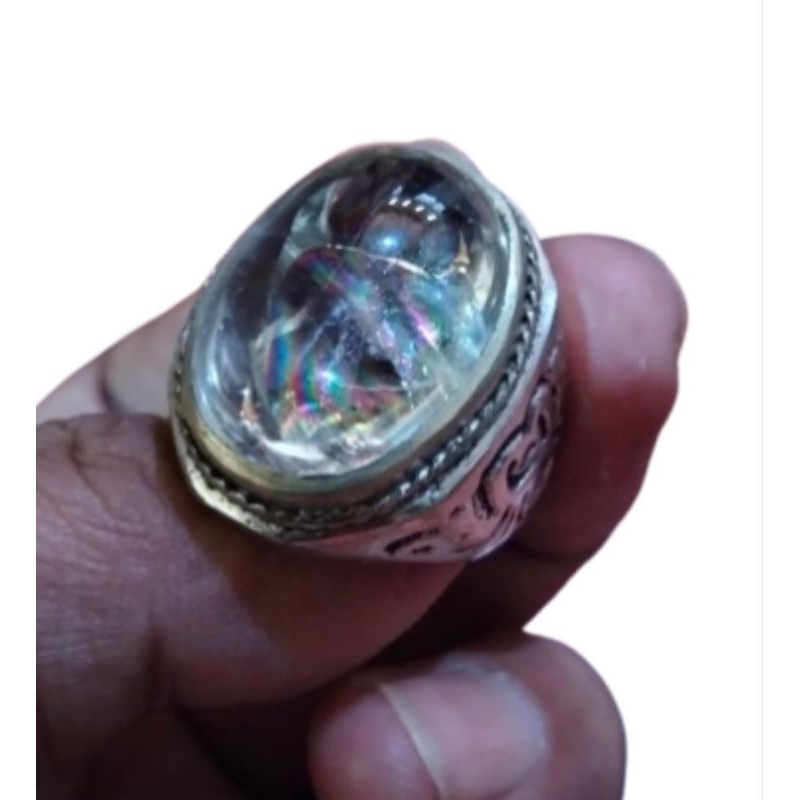 CINCIN BATU AKIK KECUBUNG PELANGI UKURAN JUMBO