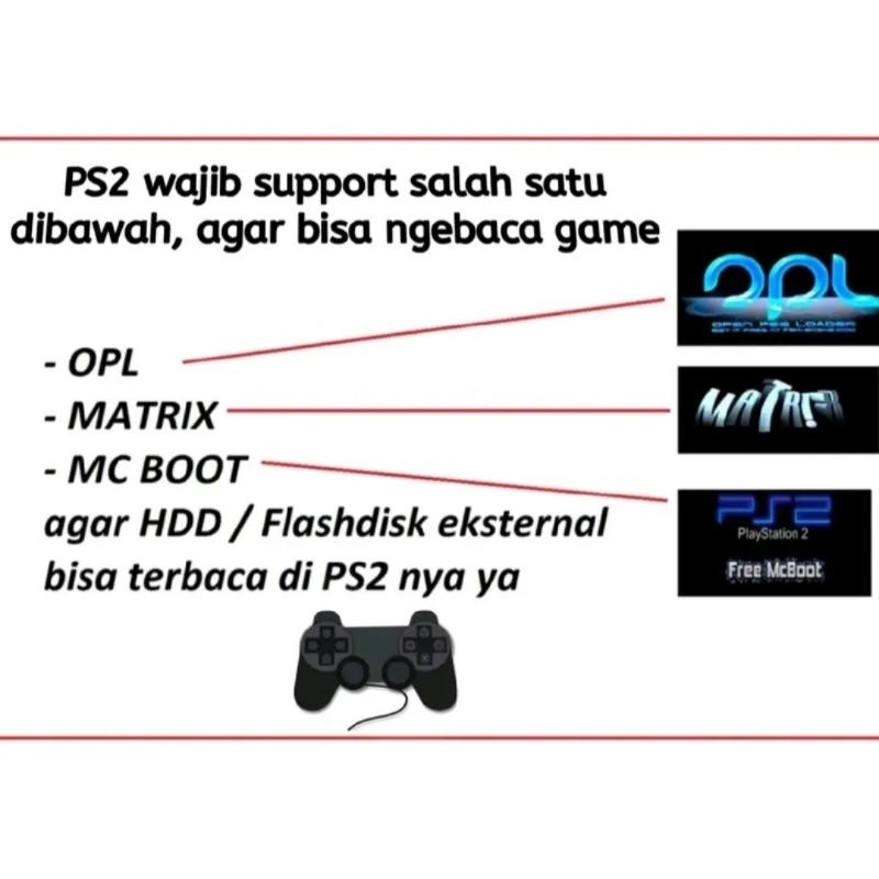 PS 2 flashdisk dan hardisk eksternal matrix+ casing+ game full ps2