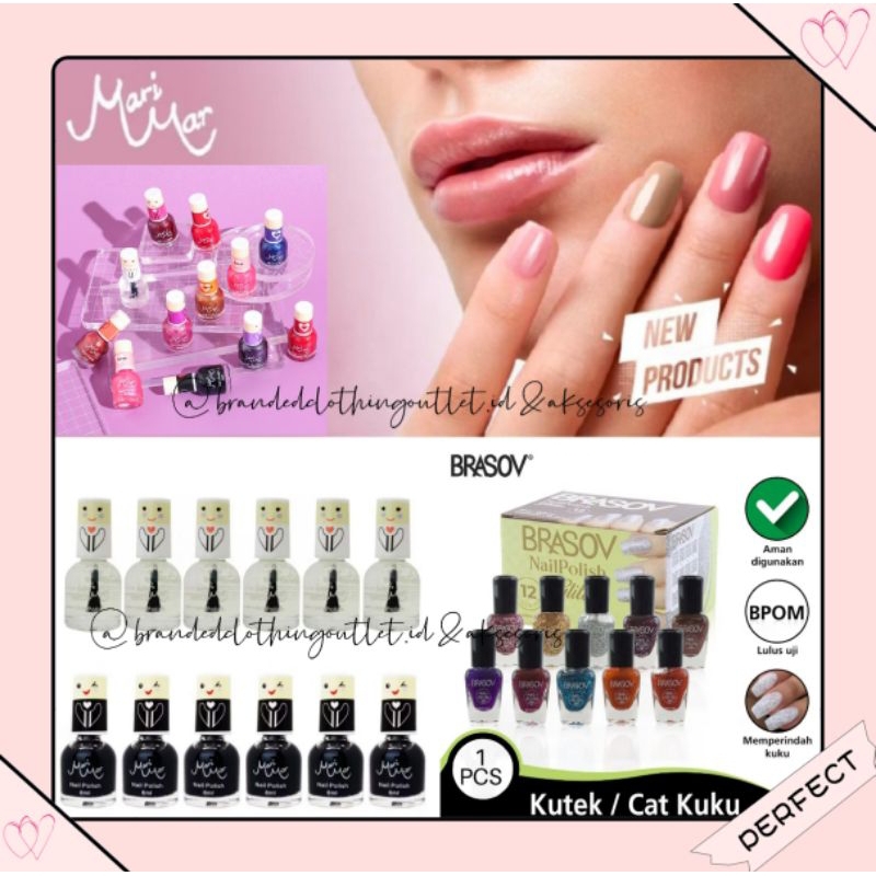 (1PCS) KUTEK MARIMAR BRASOV / KUTEK GLITTER NUDE BENING HITAM / MARIMAR BRASOV NAIL POLISH TRANSPARE