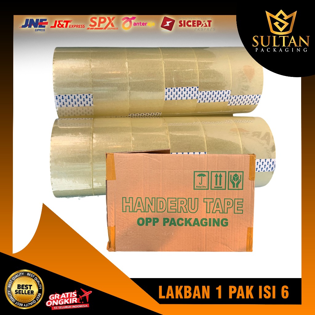 

isi 6 Lakban Bening HANDERU Premium Warna Bening Harga Distributor Bisa COD Bayar Di Tempat