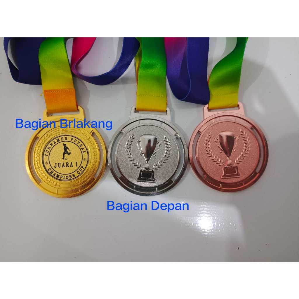 MEDALI LOGAM GELAS CHAMPIONS MEDALI BOLA FUTSAL VOLLY DLL SATUAN