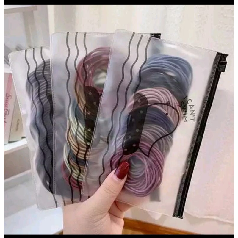 100 Pacs Ikat Rambut Korea Polos/ikat Rambut elastis Polos Terlaris Dewasa Anak Random