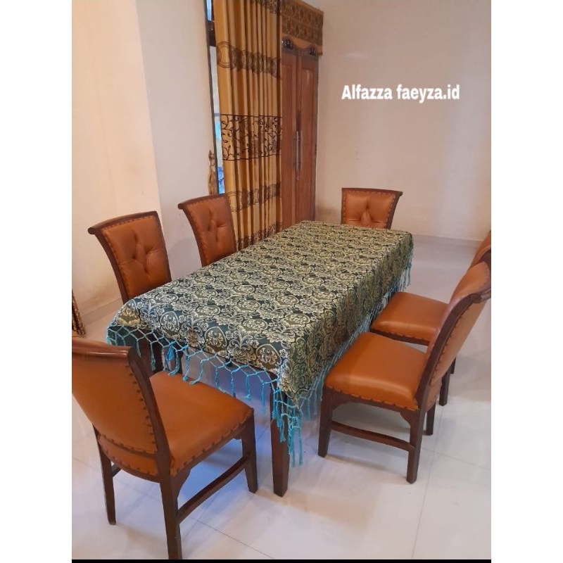 TAPLAK MEJA MAKAN KAIN JOG PINGGIR BENANG RAJUT RUMBAI/TAPLAK MEJA MAKAN/TAPLAK MEJA MAKAN KOTAK SEH