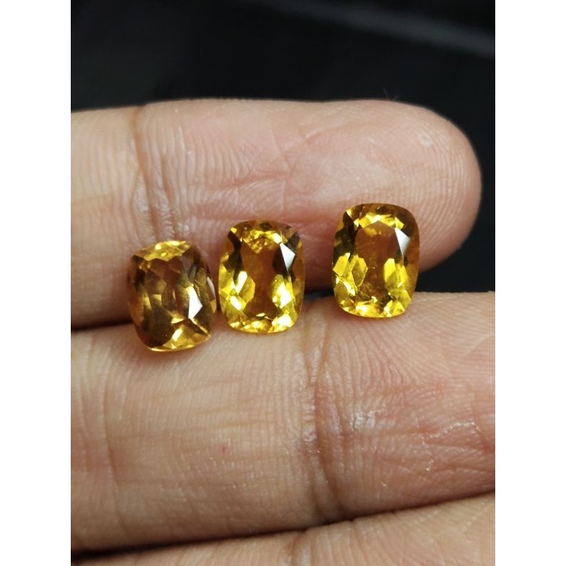 Natural Golden Citrine 8 x 6 mm Cushion Cutting Kecubung Kuning Emas VVS Asli Batu