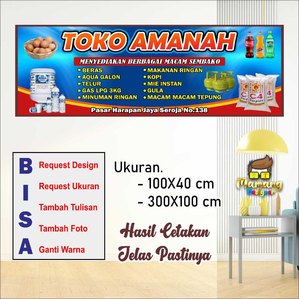 Spanduk Banner Custom Toko Sembako Atau Kebutuhan Rumah Tangga bb