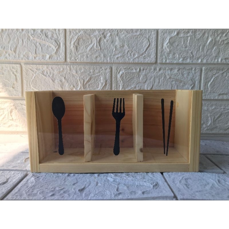 Tempat sendok garpu sumpit kayu/wadah sendok garpu sumpit kayu estetik minimalis/tempat peralatan ma