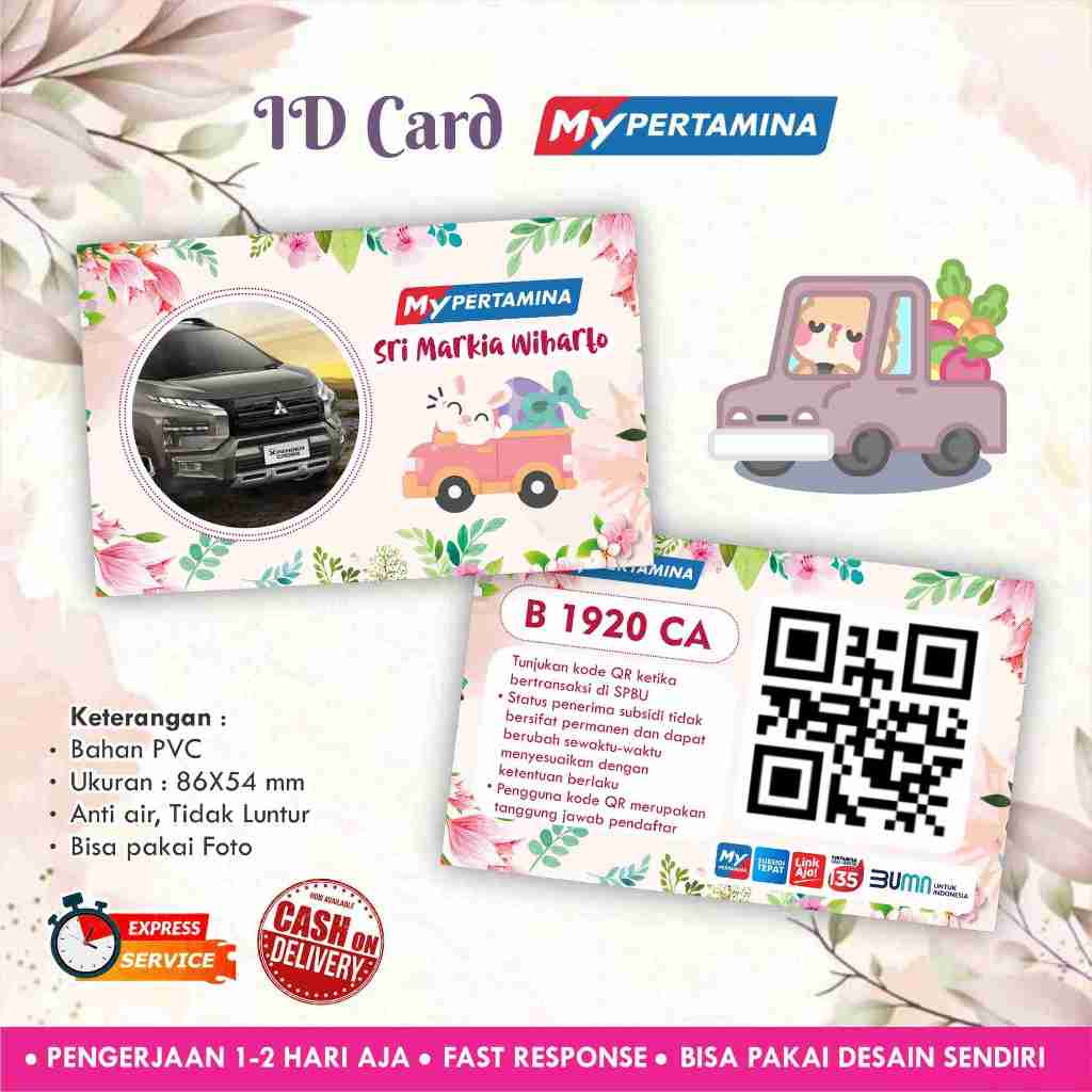 Kartu ID CARD My Pertamina Edisi Cute pakai Foto  + Nama Bahan PVC bolak balik gambar