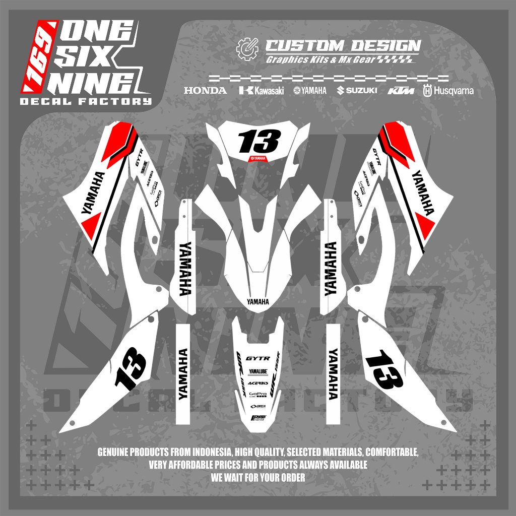 Decal Yamaha Wr 155 Design Custom - Decal Wr 155 Putih Merah Simple