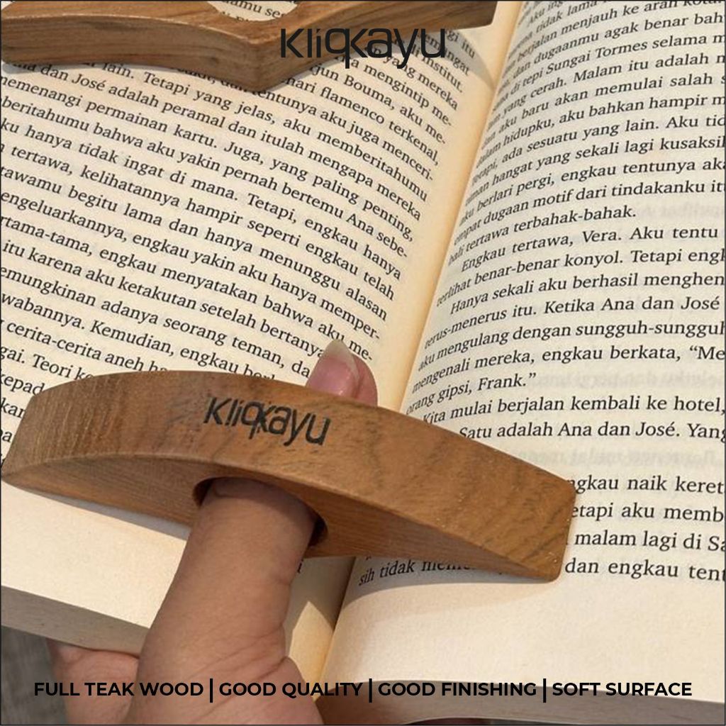KLIQKAYU Wooden Book Page Holder Aesthetic Ring Book Pembatas Buku 1,8 x 10 cm
