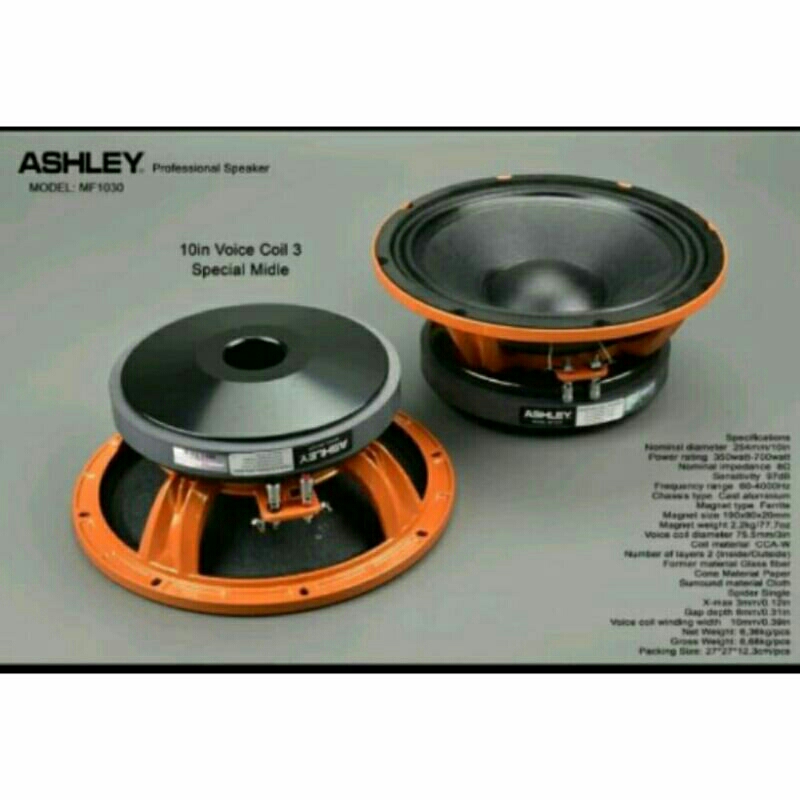 Speaker Component Ashley 10 inch Spesial Middle MF1030 ORIGINAL