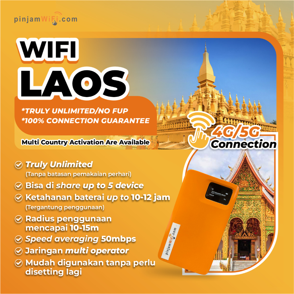 Pinjam Wifi Sewa Modem Portable Laos Harian - Truly Unlimited No Fup Daily