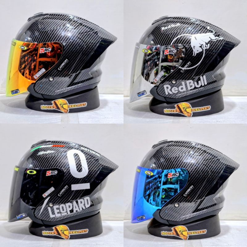 Helm Half face JS ARMOR CARBON paket ganteng