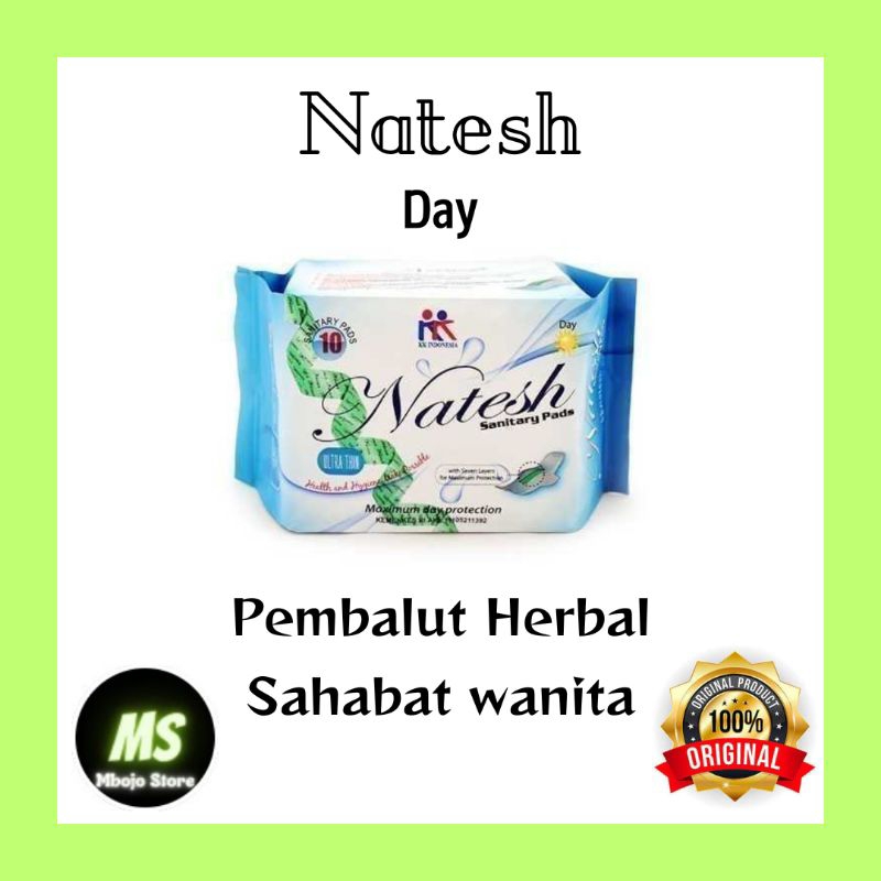 NATESH DAY USE PEMBALUT KESEHATAN HERBAL (10 PCS @245 MM) PEMBALUT KEWANITAAN PEMBALUT HERBAL PEMBAL