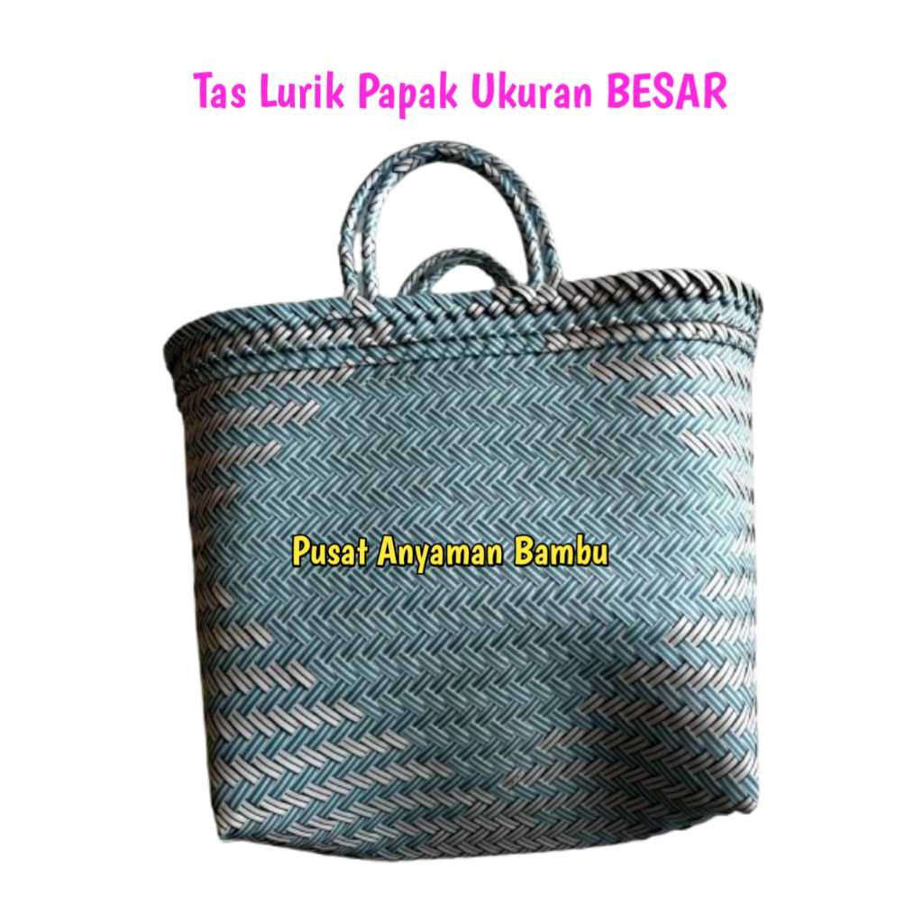 Tas anyaman Plastik LURIK PAPAK SELANG Ukuran BESAR Tas belanjaan sayuran tas keranjang makanan
