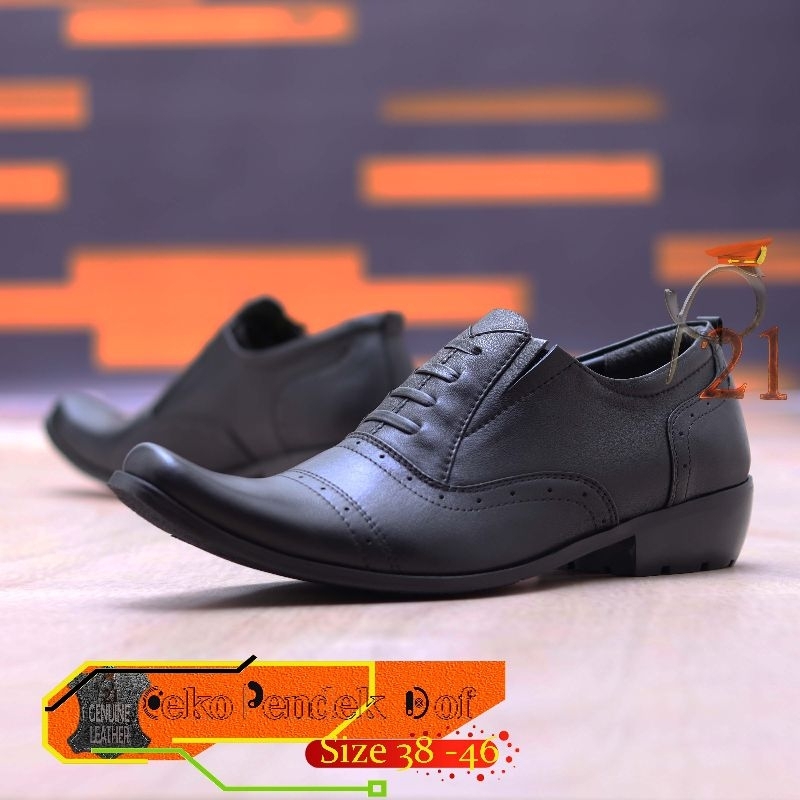 sepatu pdh pria merk p21 kulit asli model CEKO PENDEK DOF