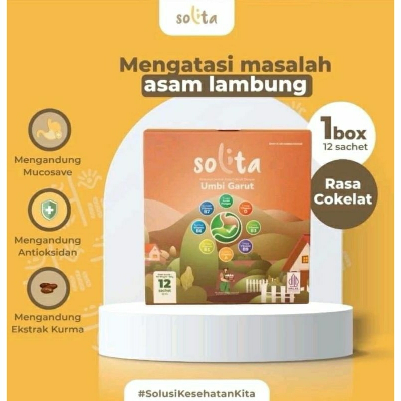 

SOLITA Minuman Serbuk Ubi Garut Rasa Coklat & Thai Tea 1 Box isi 12 Sachet Mengatasi Asam Lambung