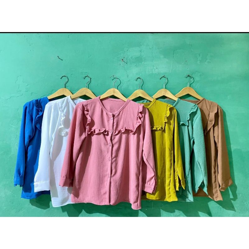 atasan kringkel rempel dada/atasan kringkel/kemeja/blouse/pakaian wanita/baju wanita/Labib colettion
