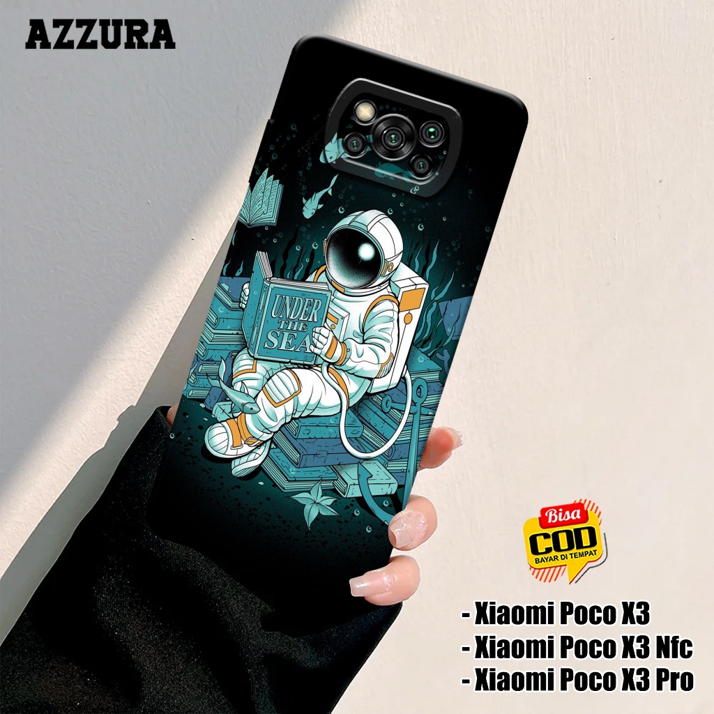 AZZURA - Case Xiaomi Poco X3 / X3 Nfc / X3 Pro - Fashion Case Astronot - Softcase Xiaomi Poco X3 / X