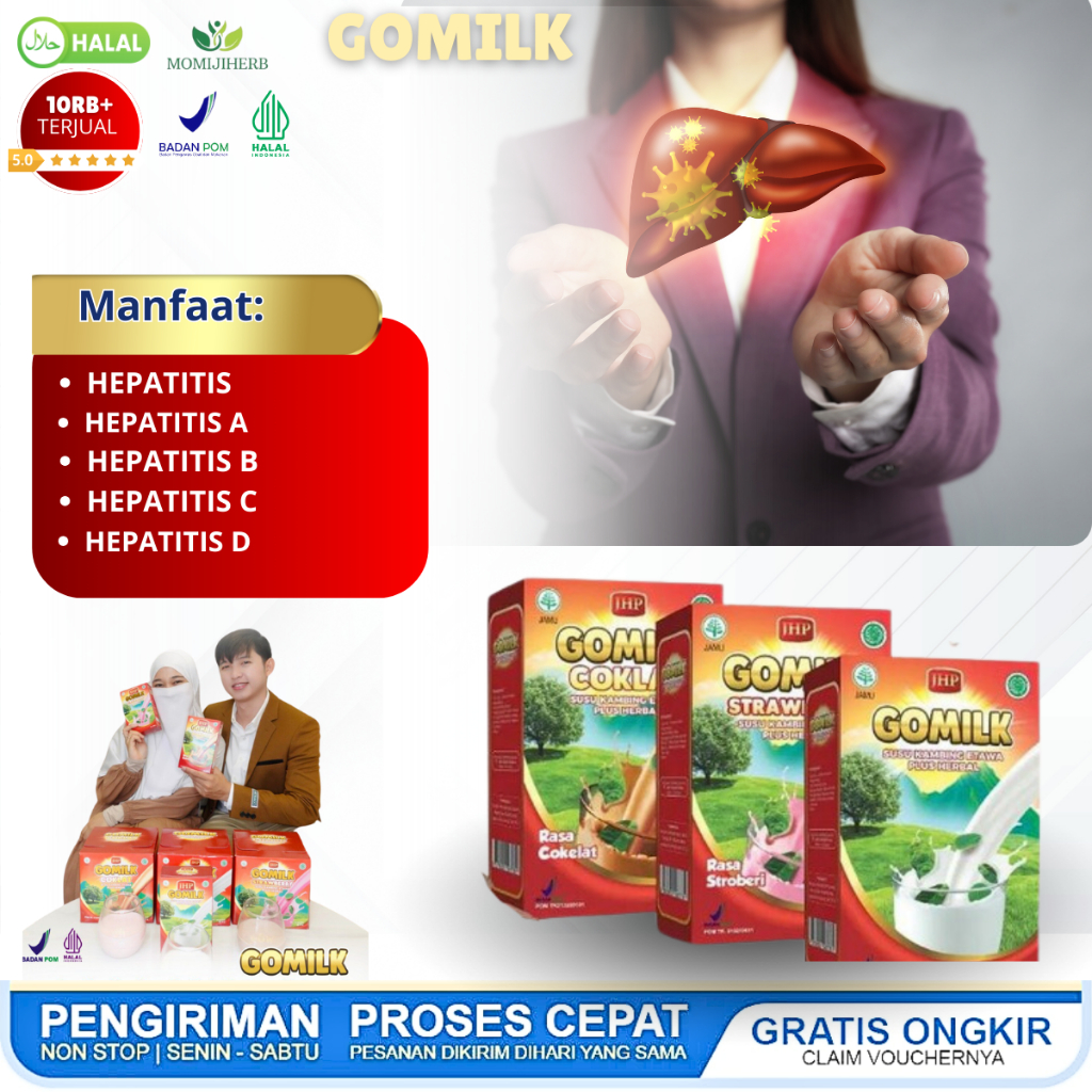 GOMILK Susu Kambing Etawa Plus Obat Herbal Hepatitis A B C D E, Hepatitis Kronis, HBsAg Positif, Hep