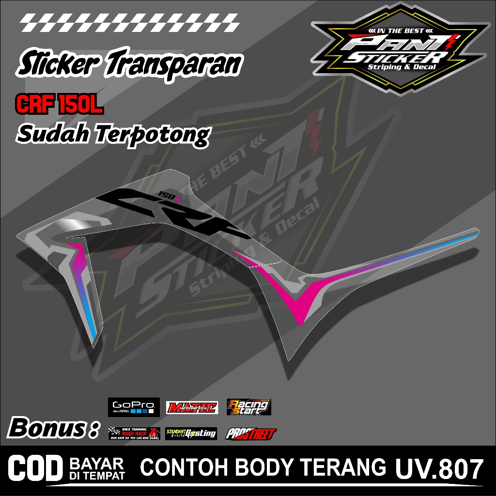 STRIPING TRANSPARAN HONDA CRF 150 L/STICKER HONDA CRF 150L/LIS MOTOR CRF 150
